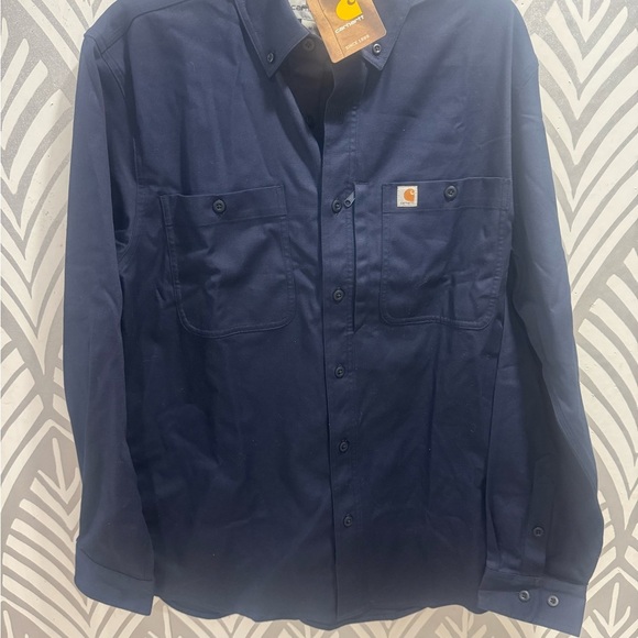 NWT Carhartt Men's Navy Casual Button Down Shirt - Picture 7 of 7